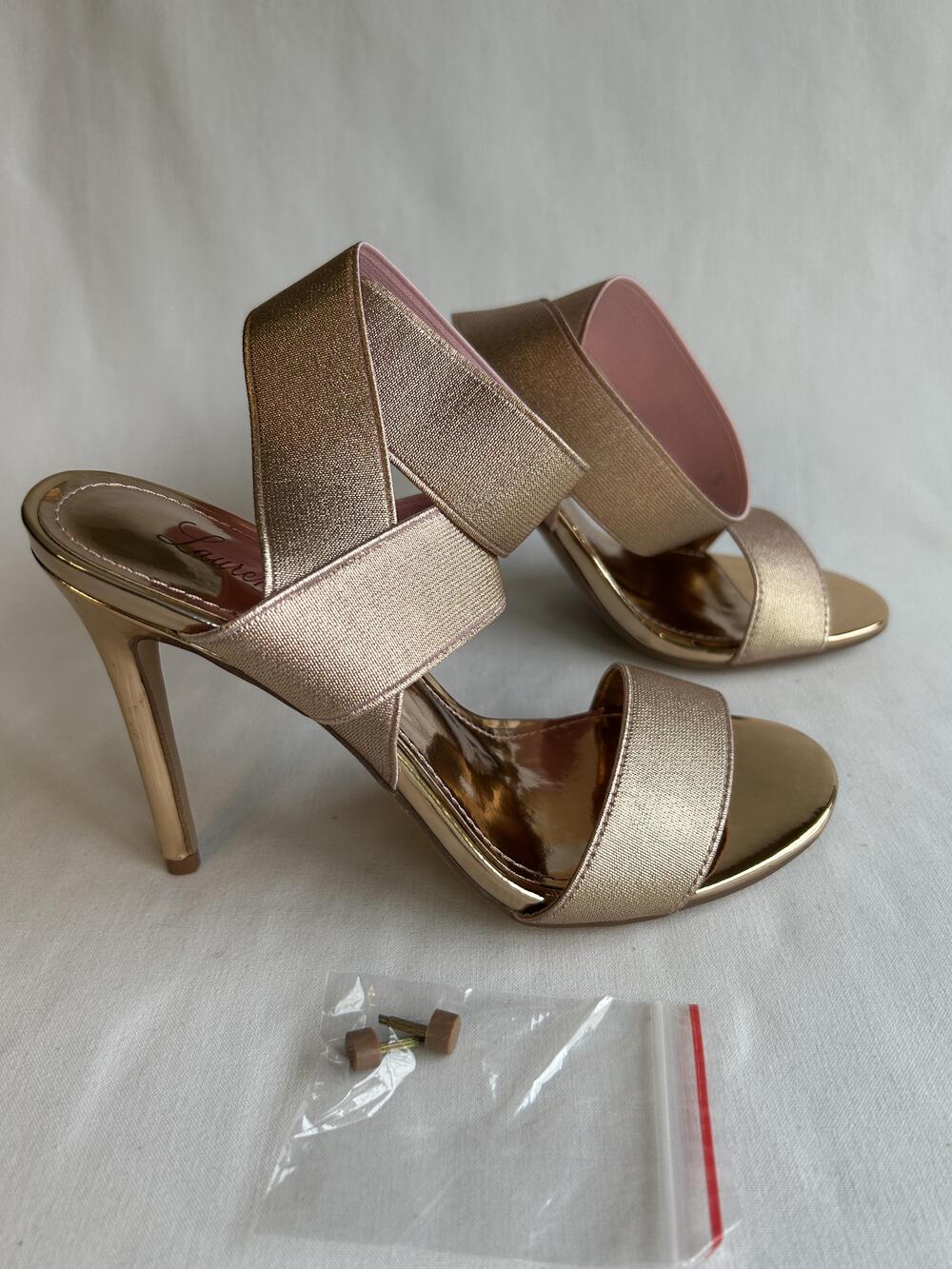 Lauren Lorraine Shoes Womens Size 6 Rose Gold Dallas Strappy Stiletto Sandals